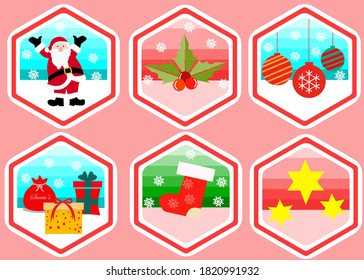 Vektoraufkleber für Weihnachtssymbole