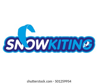 Vector sticker snow kiting, ryder, kite and snowboarding. Winter extreme sports. Vector Illustration. Web banners, advertisements, brochures, business templates. Isolated on a white background