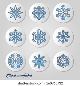 Vector sticker snowflakes
