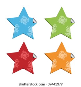 vector sticker stars with snowflakes