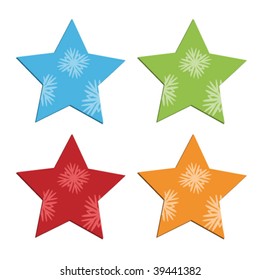 vector sticker stars with snowflakes
