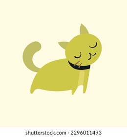 Vector a sticker template of cat cartoon character