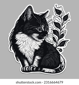 vector una plantilla de pegatina del personaje de dibujos animados de gato