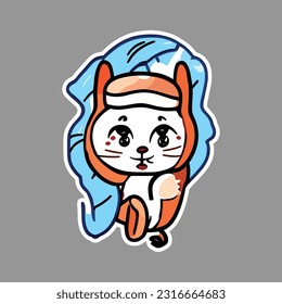 vector a sticker template of cat cartoon character