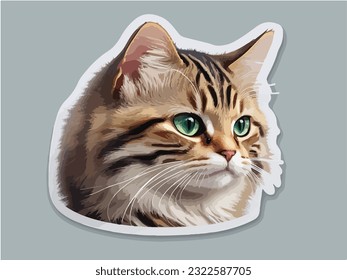 vector a sticker template of cat cartoon character svg