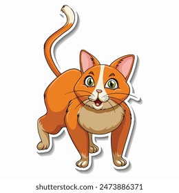 vector a sticker template of a cat cartoon character