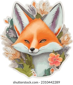 Vektoraufkleber-Vorlage für lfox-Cartoon-Illustrator