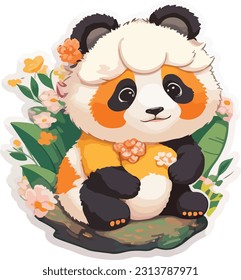 plantilla de pegatinas vectoriales del ilustrador de caricaturas de panda