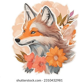 plantilla de pegatina vectorial del personaje de la caricatura del lobo