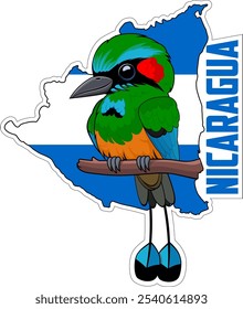 Etiqueta engomada del Vector con el lema turquesa y el mapa de Nicaragua