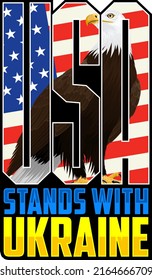 Vektoraufkleber "USA steht mit Ukraine" mit Glattadler