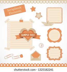 Vector stickers, banner, label. Set for scrapbooking elements.