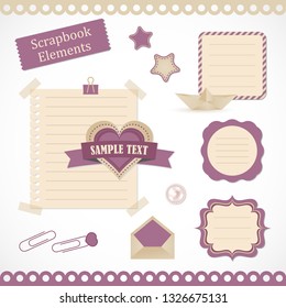 Vector stickers, banner, label. Set for scrapbooking elements.