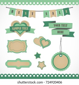 Vector stickers, banner, label. Set of coupons, vector template. Set for scrap-booking.