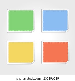 Vector  stickers with curled edge  isolated on white background