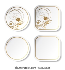 Vector stickers - floral and blank