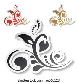 Vector stickers of flower design
