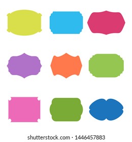 Vector stickers, frames, blank vintage colorful labels set