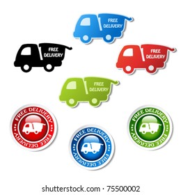 Vector stickers of free delivery