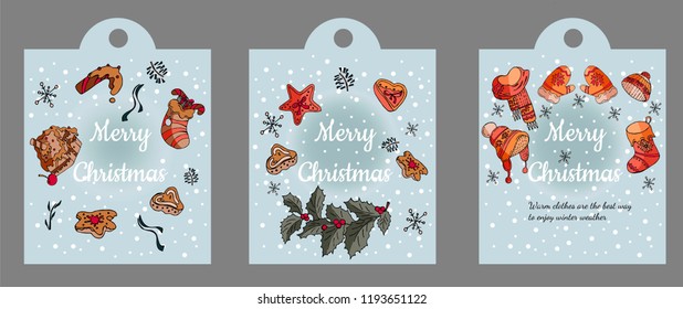 Vector stickers and greeting cards with elements all around