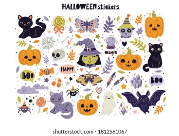 Vector stickers for Halloween. Excellent for the design of postcards, posters, stickers and so on.