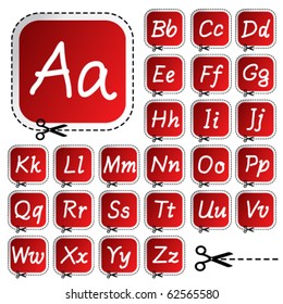 Vector stickers with hand drawing alphabet - own font