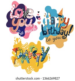 Vector stickers for holidays and parties