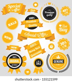 Vector Stickers Labels and Badges Set Yellow