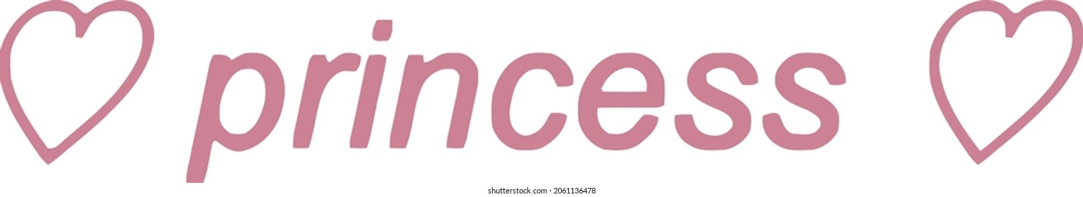 Vector stickers with the legend of "Princess" for bride