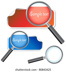 Vector stickers with magnifier for text