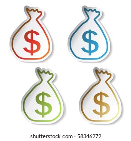Vector stickers of money symbol