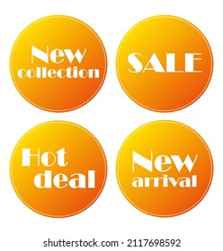 Vector Stickers - New collection, Sale, Hot deal, New arrival. Set of Promo badges or labels isolated on a white background.