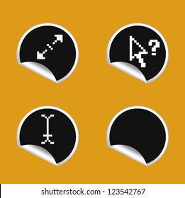 vector stickers with pixel cursors. web icon set