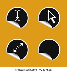 vector stickers with pixel cursors. web icon set