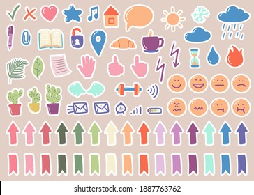 Diary stickers collection Royalty Free Vector Image