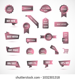 Vector stickers, price tag, banner, label. Coupon sale, offers and promotions vector template.