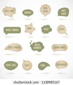 Vector stickers, price tag, banner, label. Coupon sale, offers and promotions vector template.