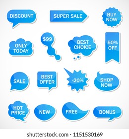 Vector stickers, price tag, banner, label. Coupon sale, offers and promotions vector template.
