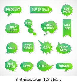 Vector stickers, price tag, banner, label. Coupon sale, offers and promotions vector template.