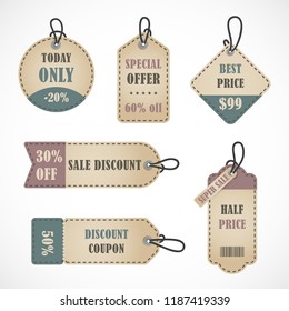 Vector stickers, price tag, banner, label. Coupon sale, offers and promotions vector template. Tags discount collection.