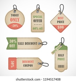 Vector stickers, price tag, banner, label. Coupon sale, offers and promotions vector template. Tags discount collection.