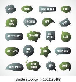 Vector stickers, price tag, banner, label. Coupon sale, offers and promotions vector template.