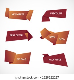 Vector stickers, price tag, banner, label. Coupon sale, offers and promotions vector template.