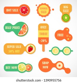 Vector stickers, price tag, banner, label. Coupon sale, offers and promotions vector template.