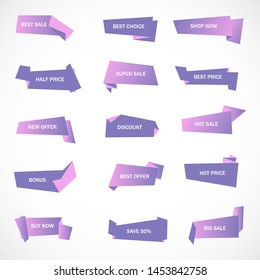 Vector stickers, price tag, banner, label. Coupon sale, offers and promotions vector template.
