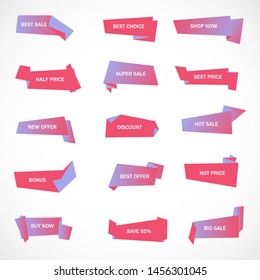 Vector stickers, price tag, banner, label. Coupon sale, offers and promotions vector template.