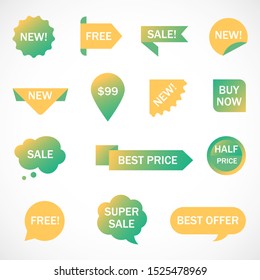Vector stickers, price tag, banner, label. Coupon sale, offers and promotions vector template.