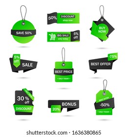 Vector stickers, price tag, banner, label. Coupon sale, offers and promotions vector template.