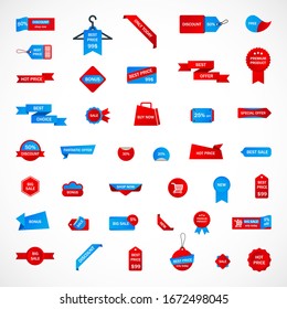 Vector stickers, price tag, banner, label. Coupon sale, offers and promotions vector template.