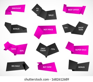 Vector stickers, price tag, banner, label. Coupon sale, offers and promotions vector template.
